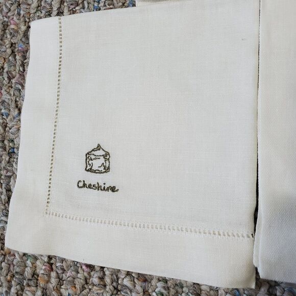 Williams-Sonoma Cheese Cocktail Napkins Linen Cotton Green Embroidered  *READ* - Picture 5 of 9